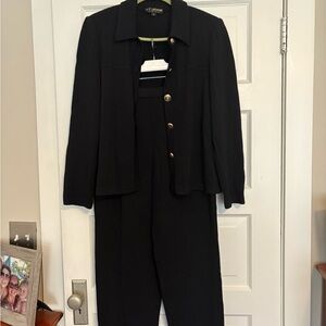 St. John Classic Black Pantsuit